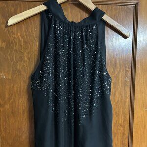 Black Sequin Halter Top